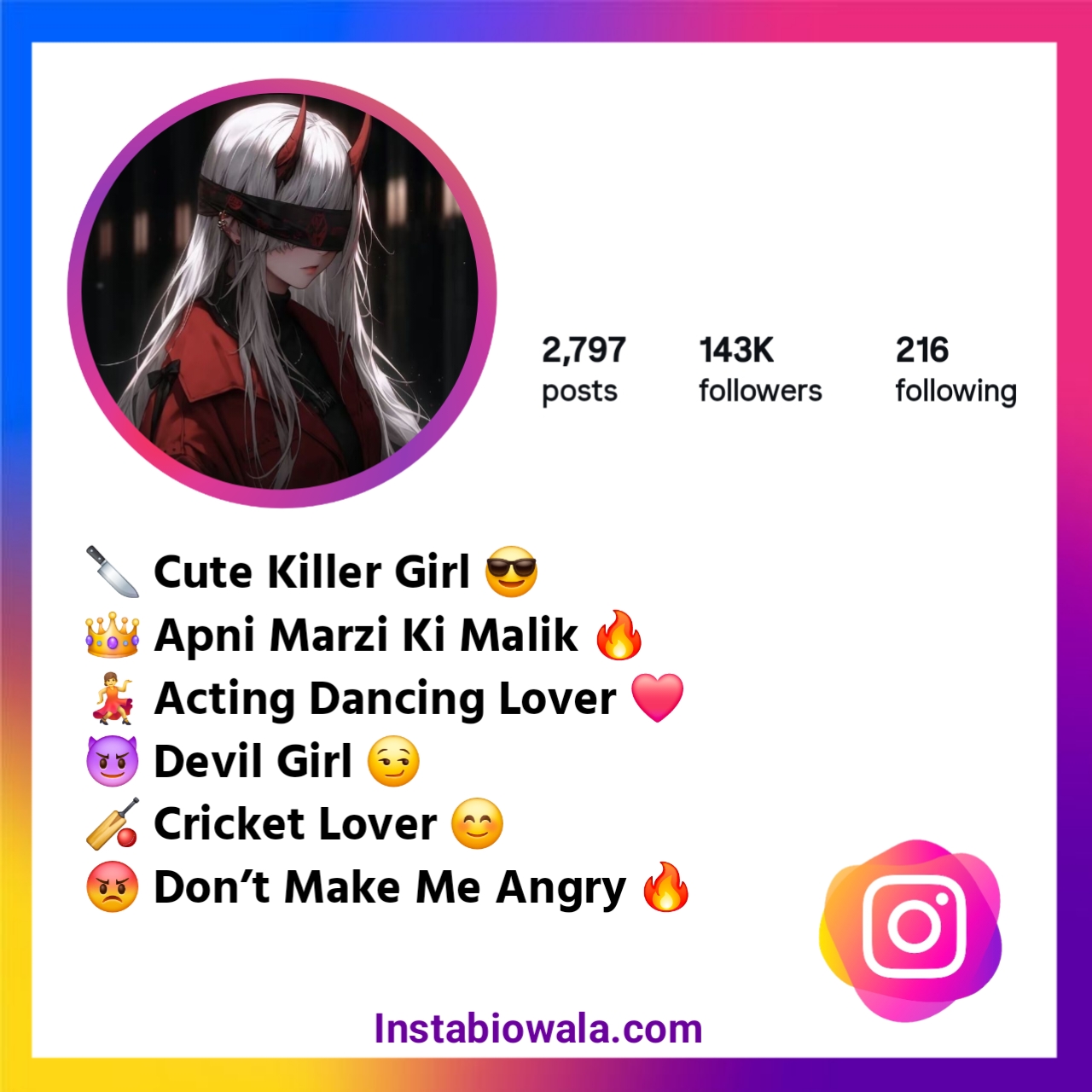 Devil Bio For Instagram For Girls