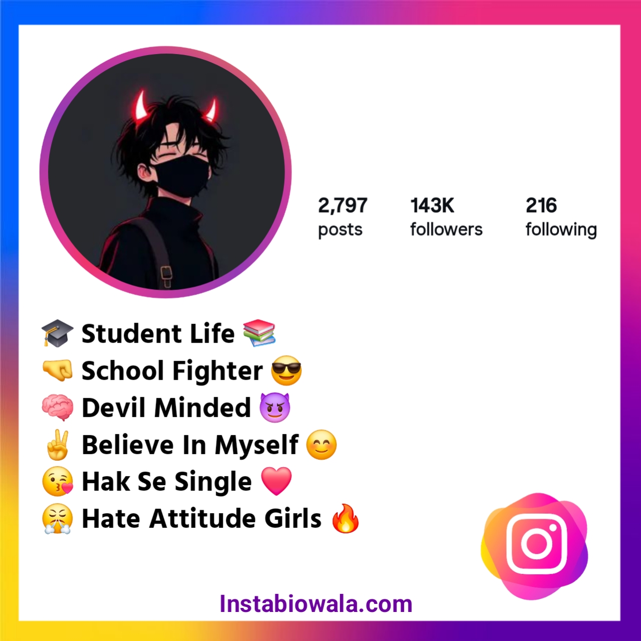 Cute Devil Bio For Instagram