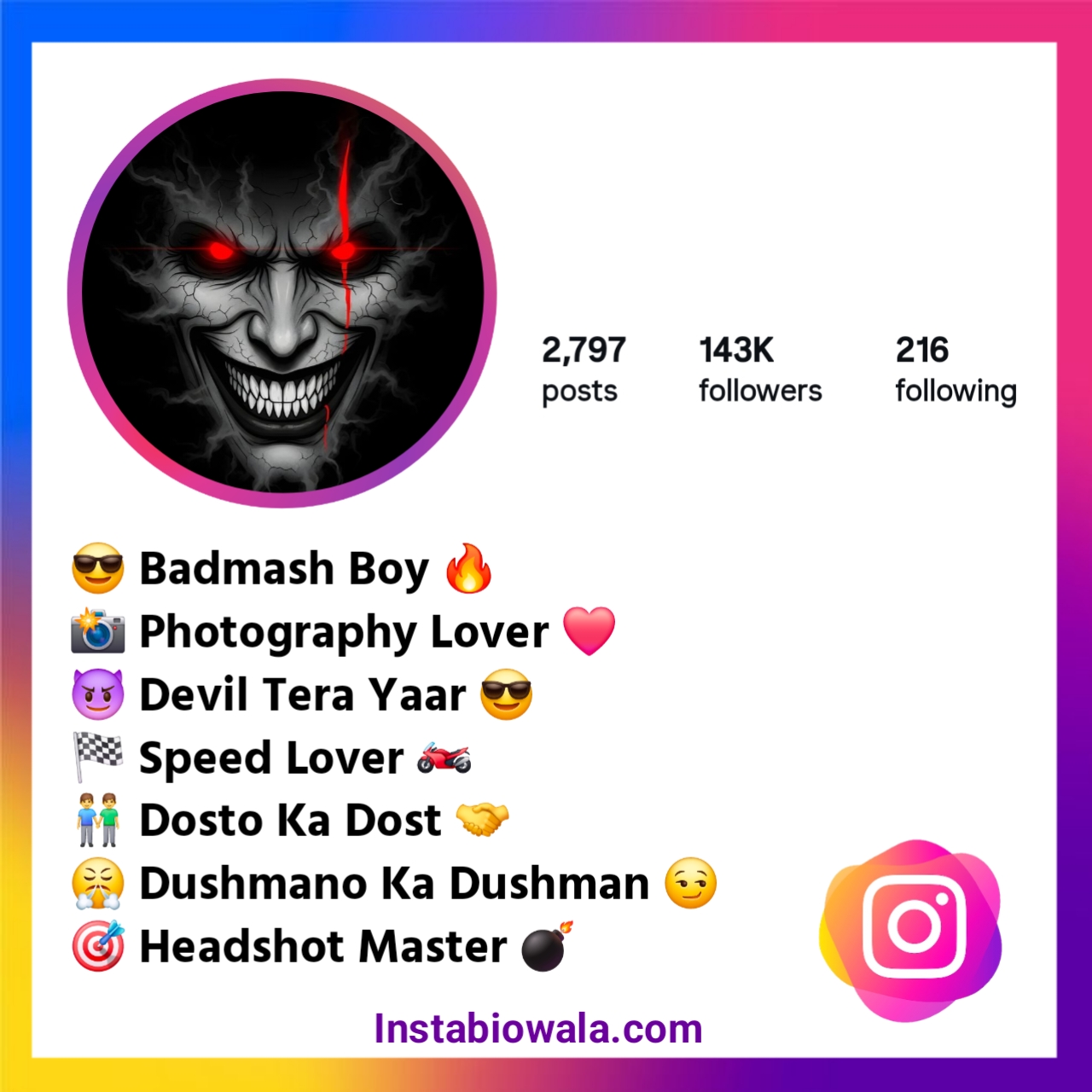 Devil Bio For Instagram