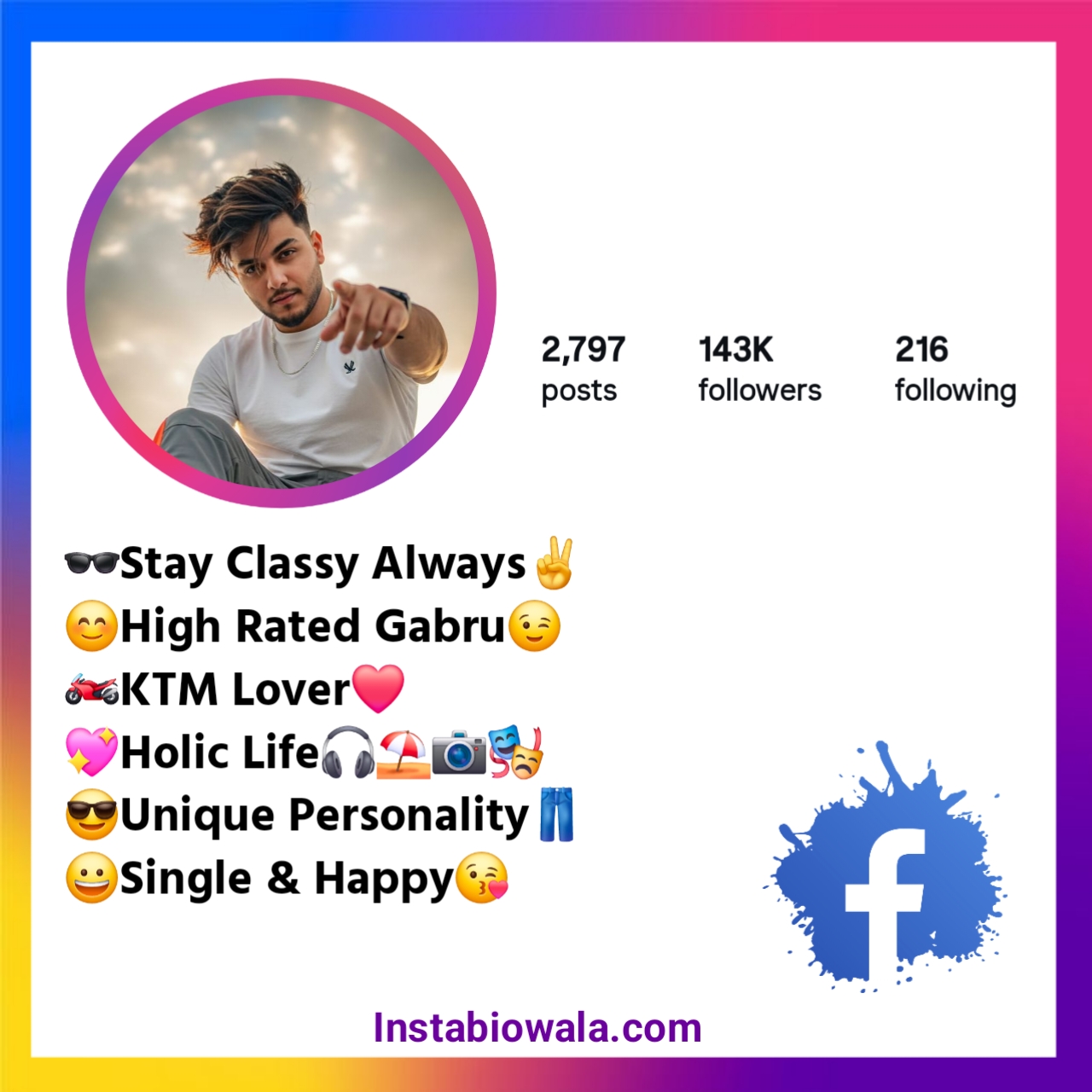 Facebook Bio For Boys in English