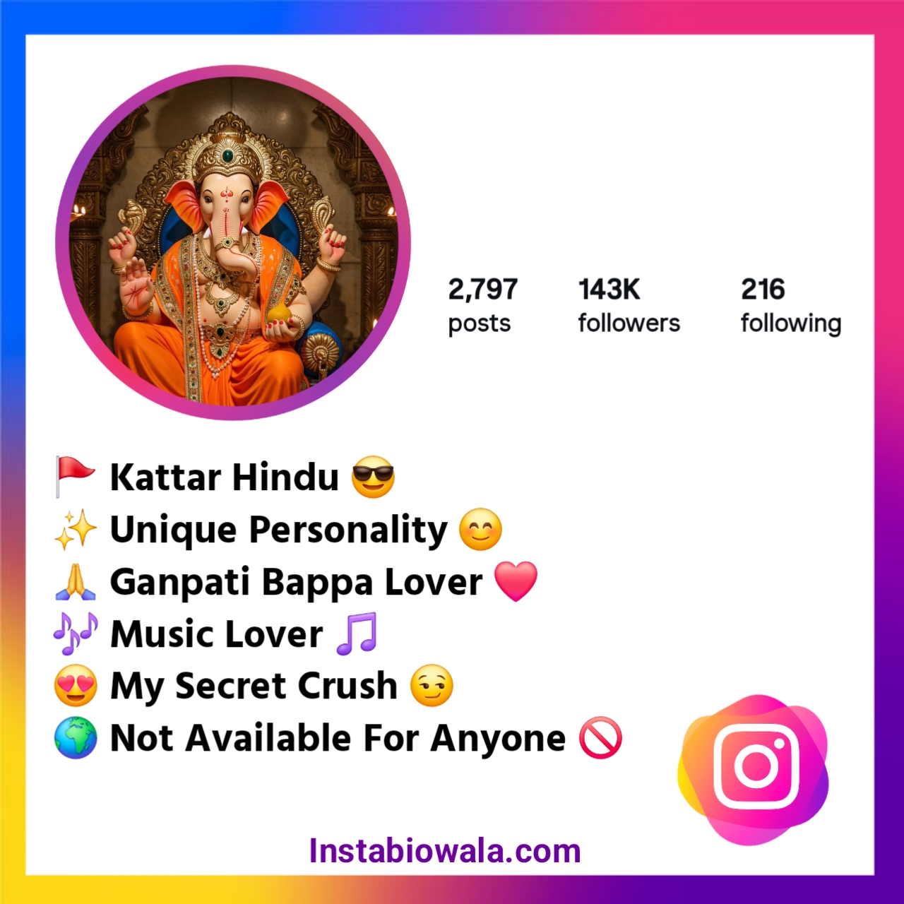 Ganesh Ji Bio For Instagram