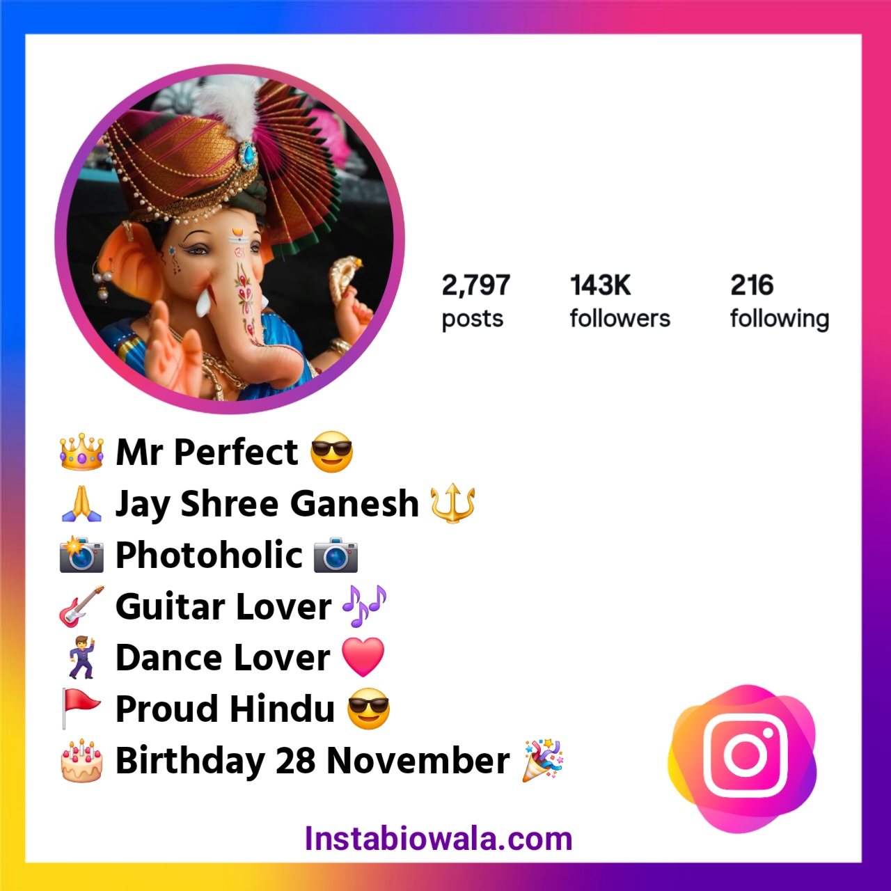 Instagram Bio Bappa Lover