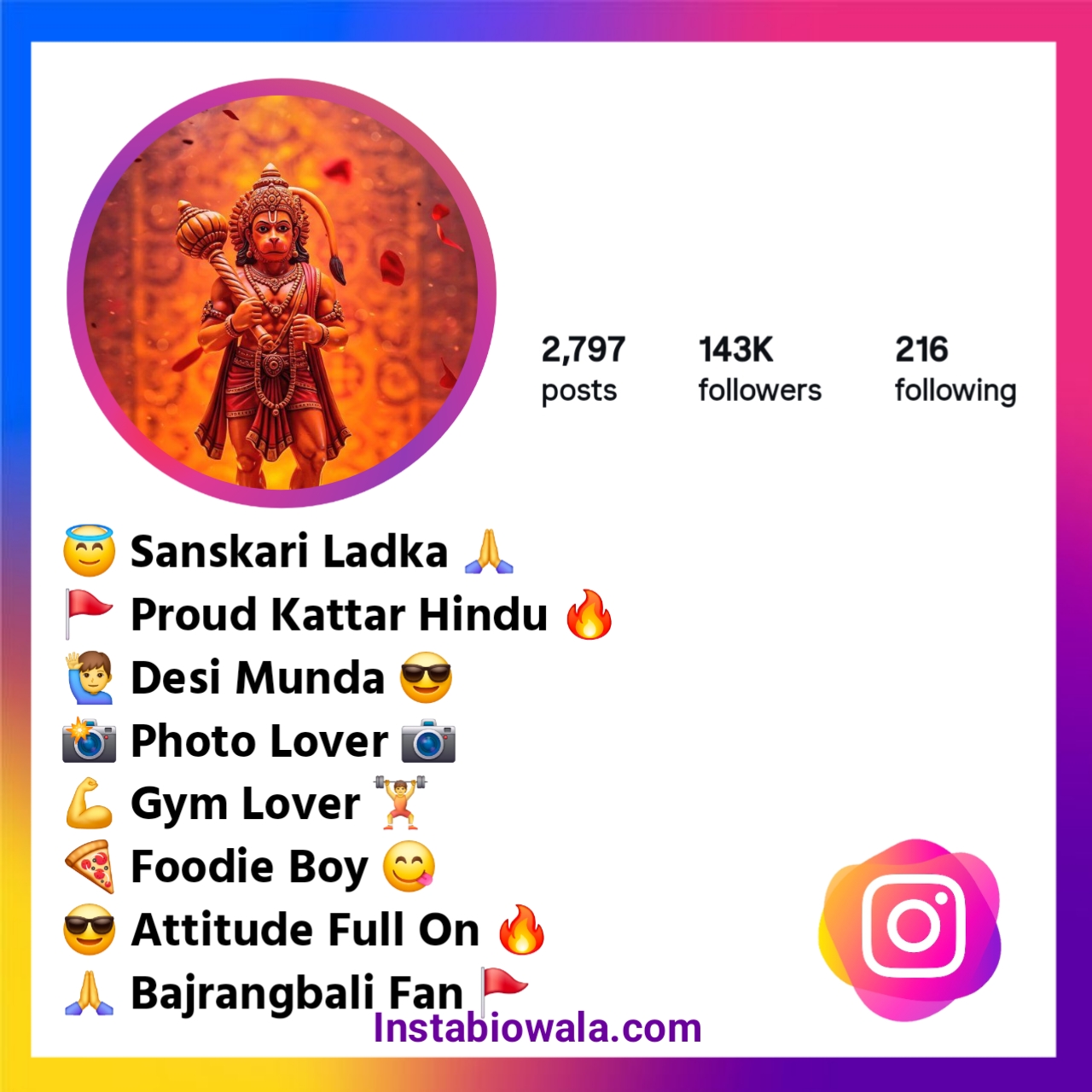 Bajrangbali Bio For Instagram
