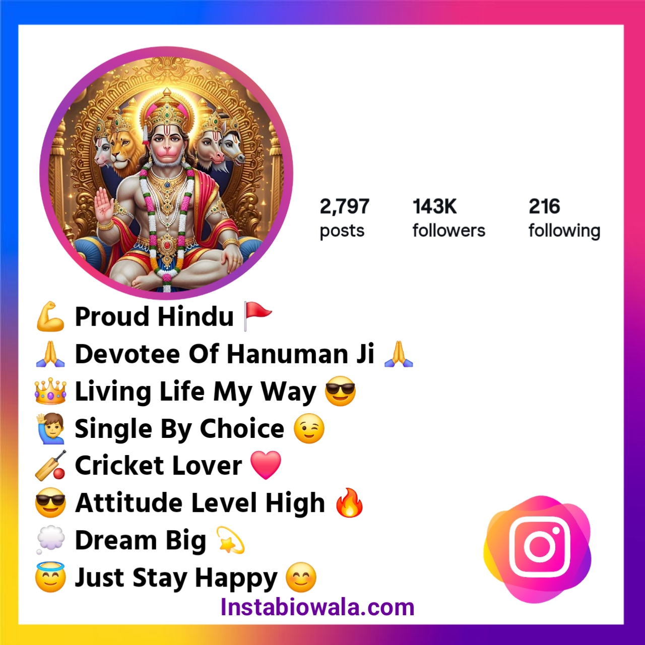 Hanuman Ji Bio For Instagram
