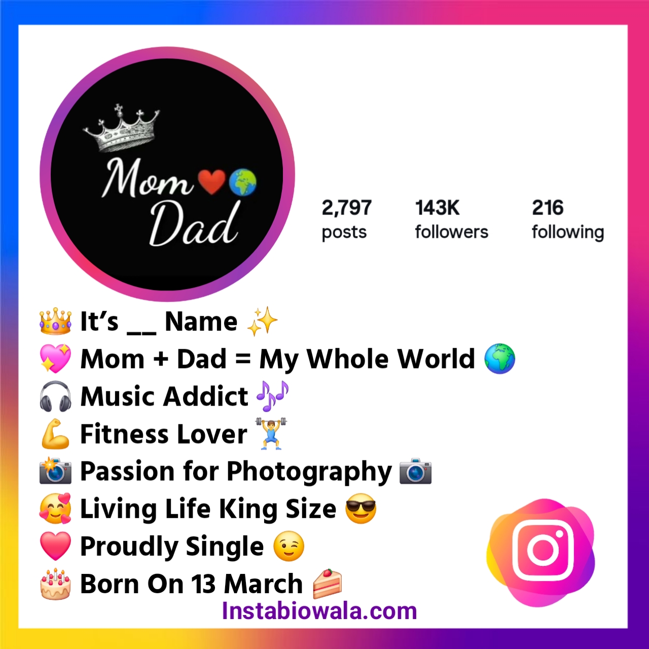 Instagram Bio For Mom Dad Lovers