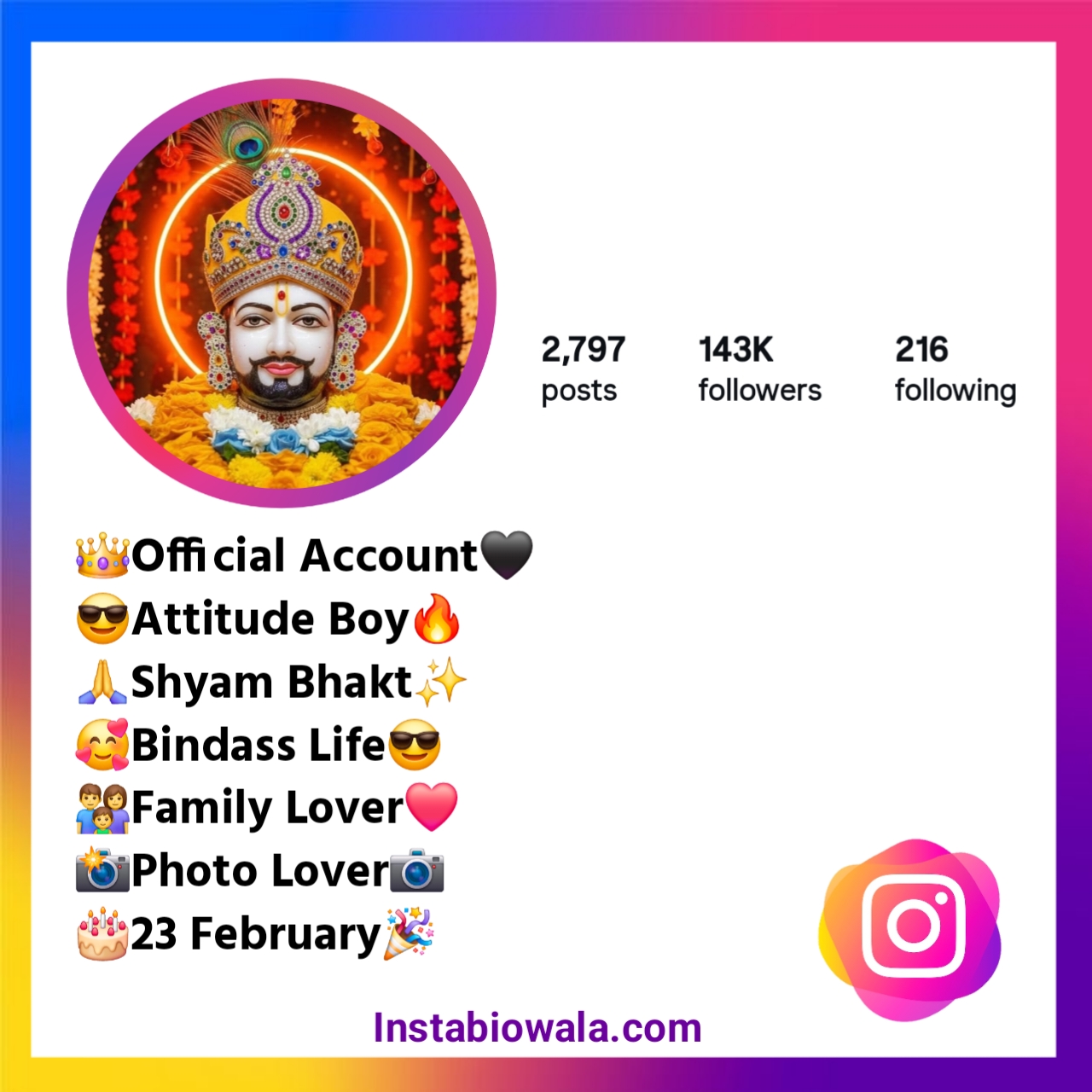 हारे का सहारा बाबा श्याम हमारा Instagram Bio