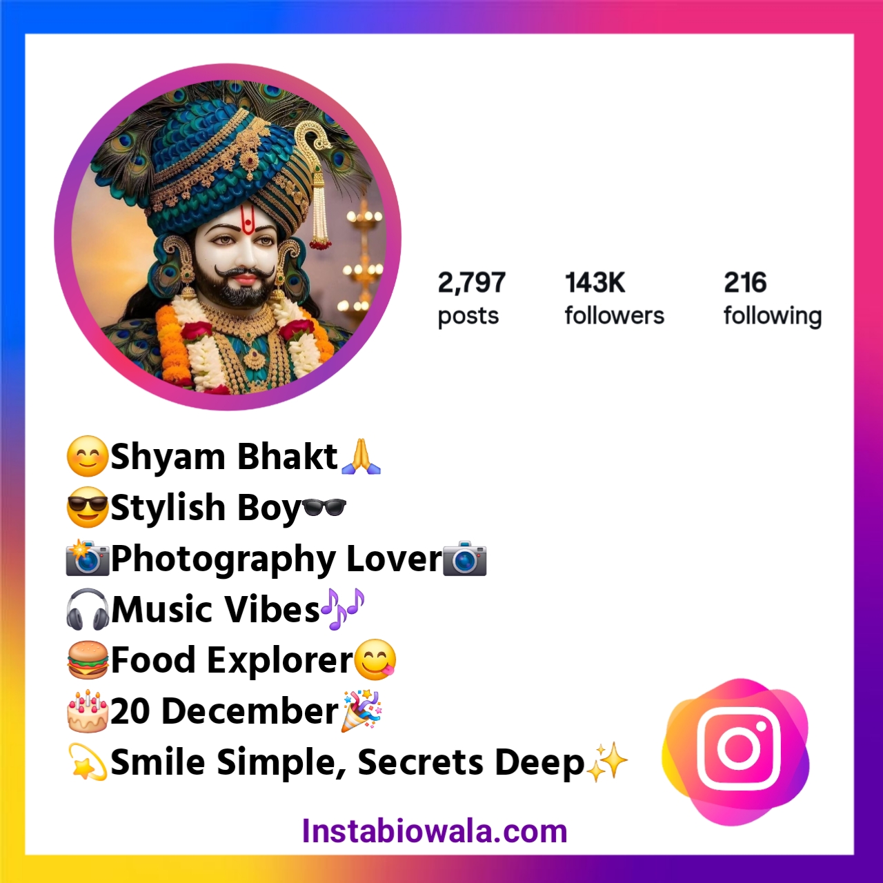 Khatu Shyam Ji Bio For Instagram