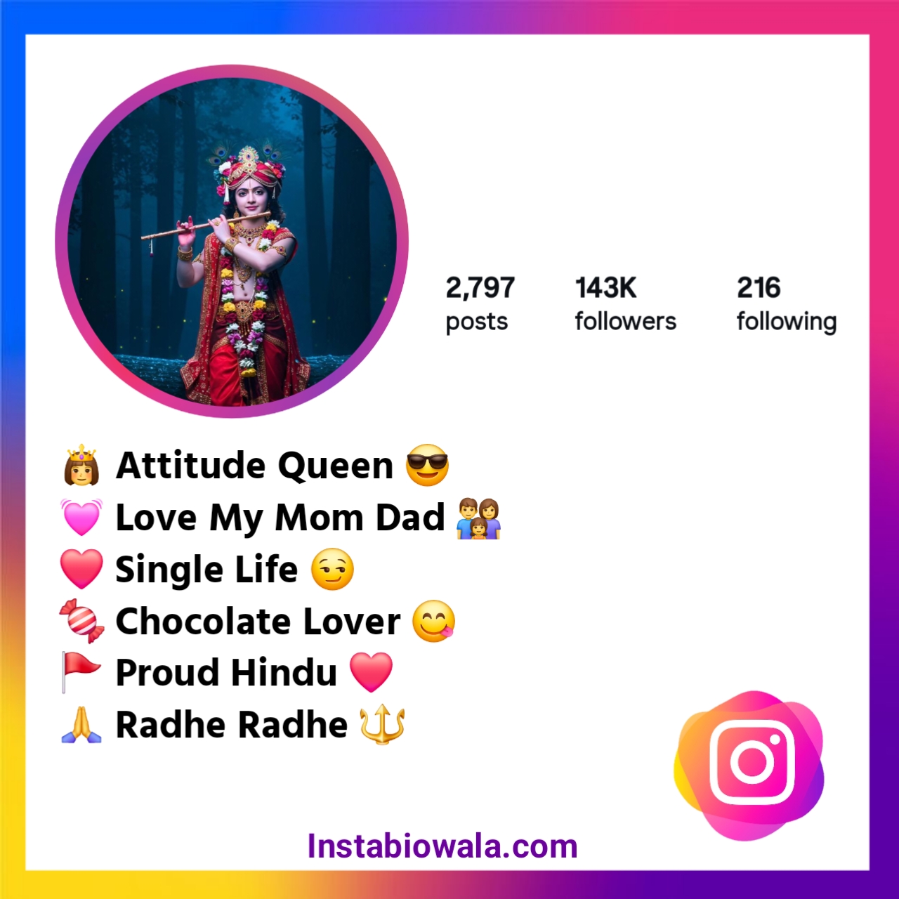 Jay Shree Krishna Bio For Instagram