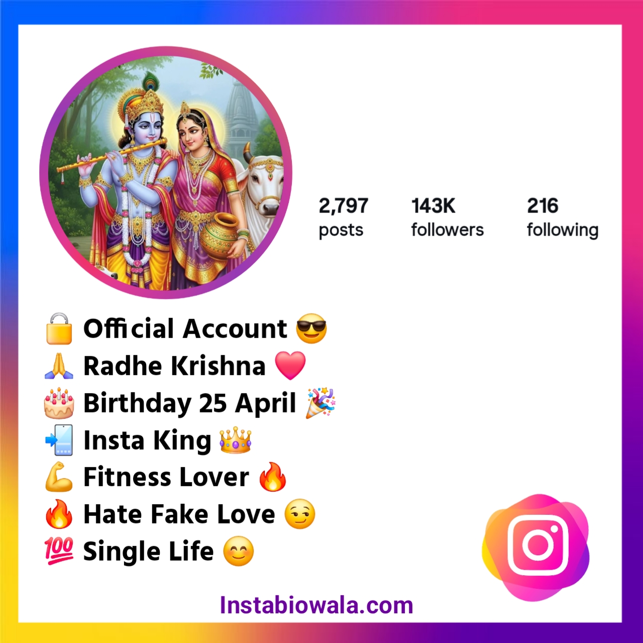 Radha Krishna Bio For Instagram
