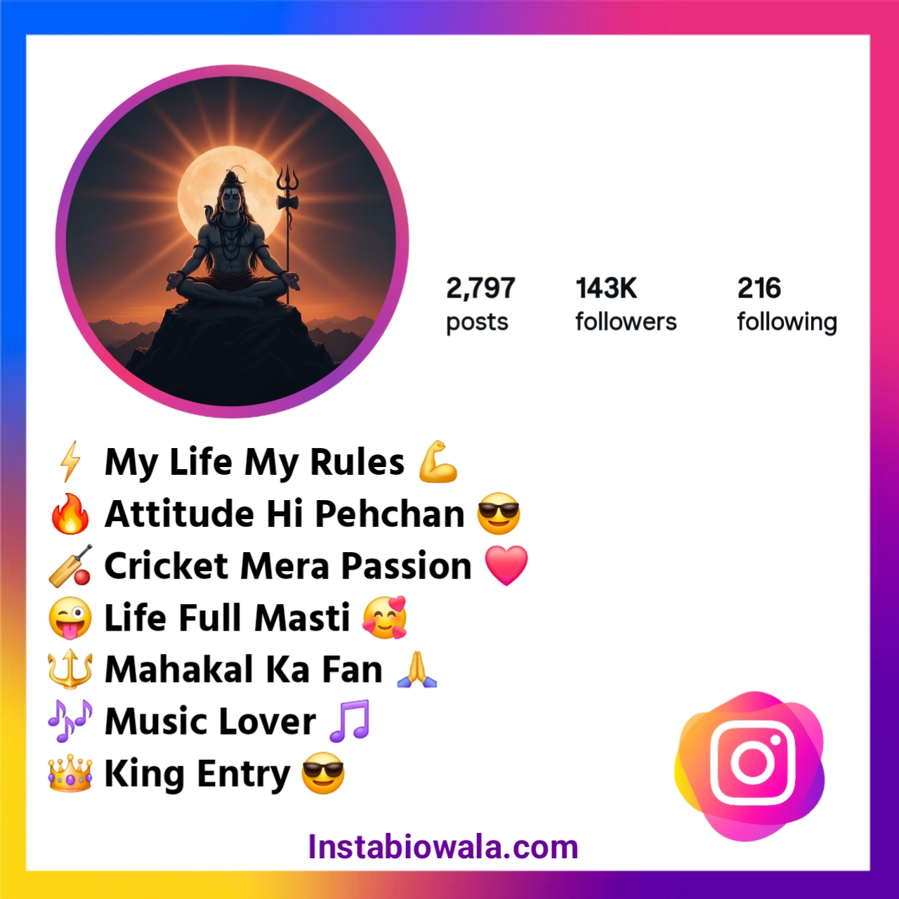 Jay Mahakal Bio For Instagram