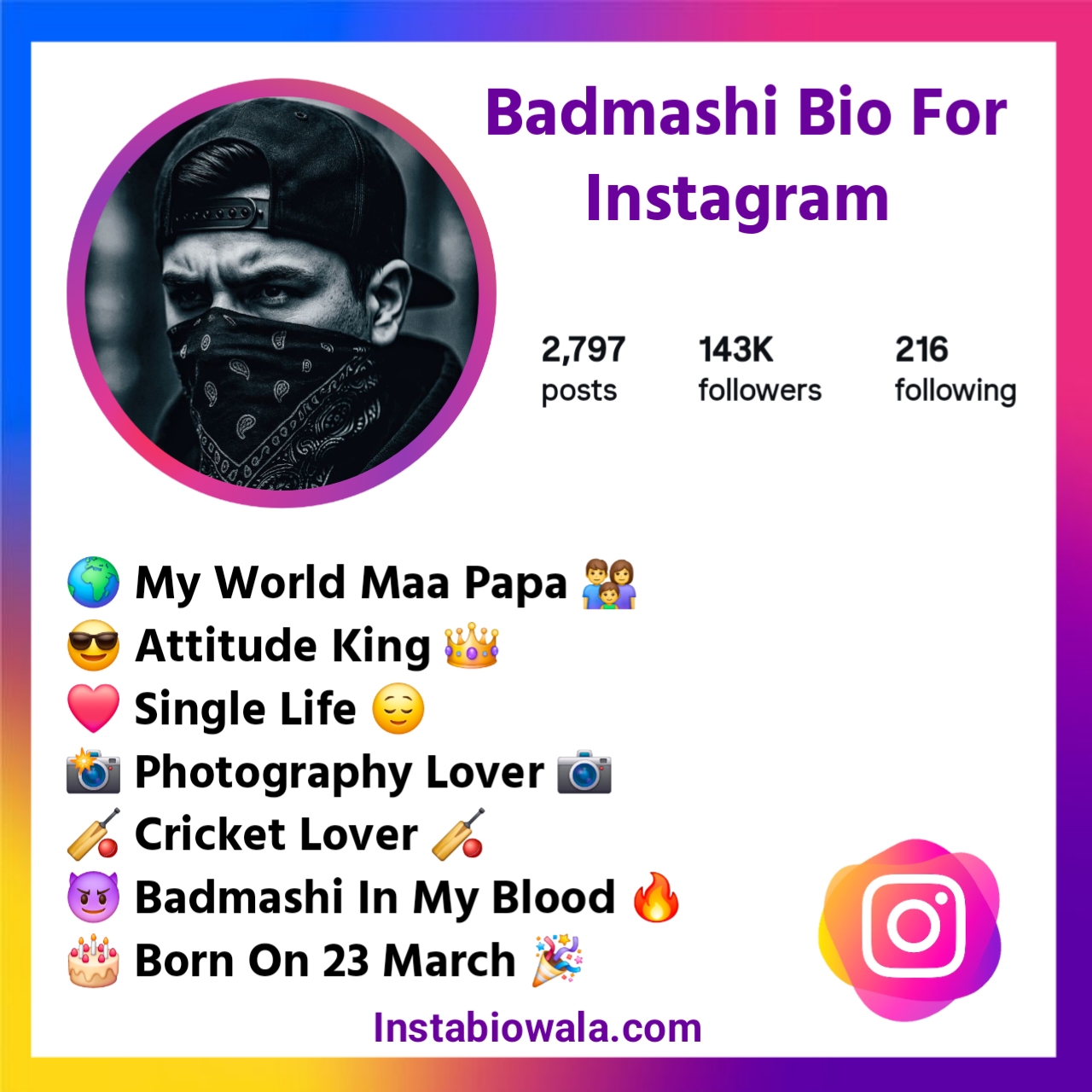 Badmashi Bio For Instagram