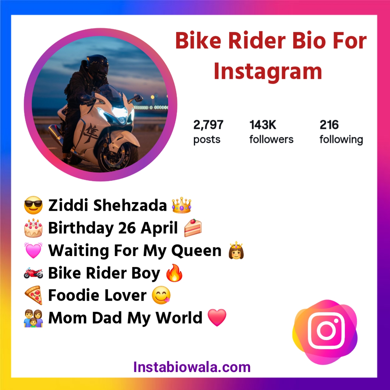 Bike Rider Bio For Instagram