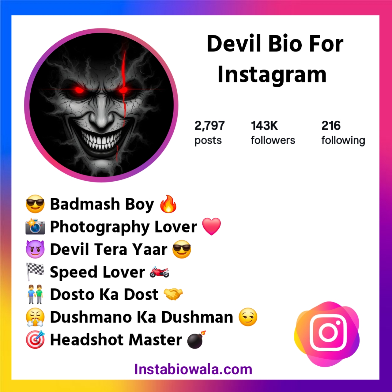 Devil Bio For Instagram