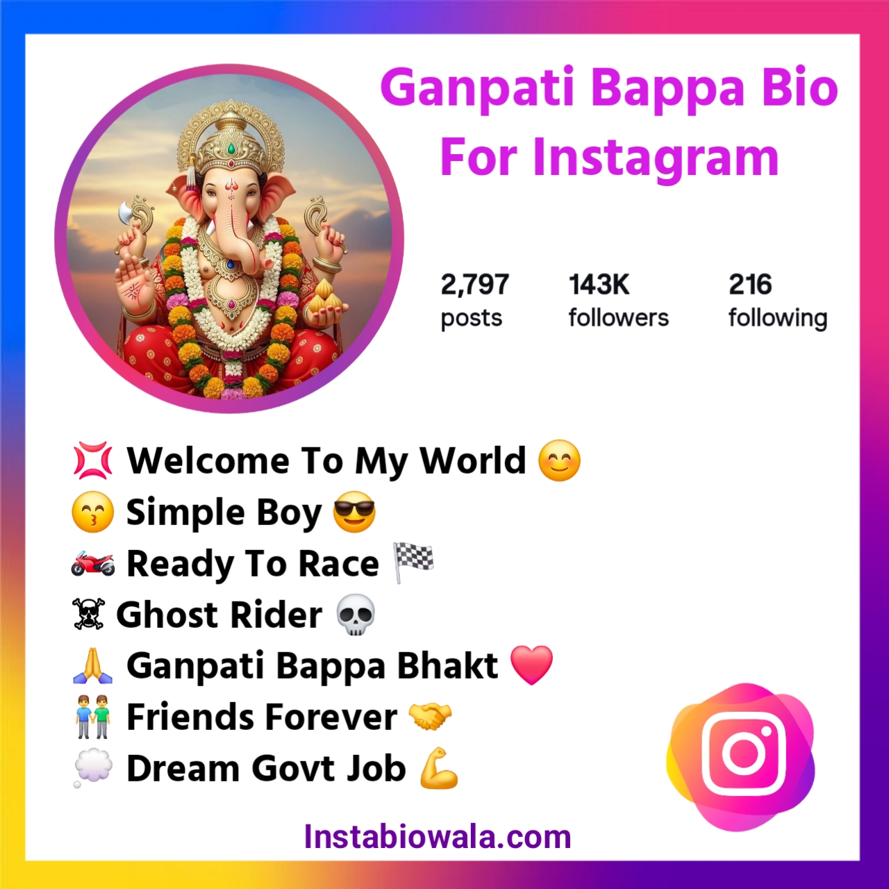 Ganpati Bappa Bio For Instagram
