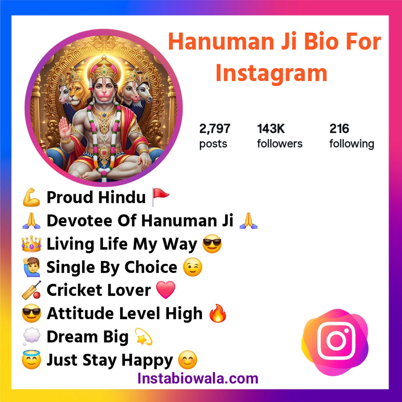 Hanuman Ji Bio For Instagram
