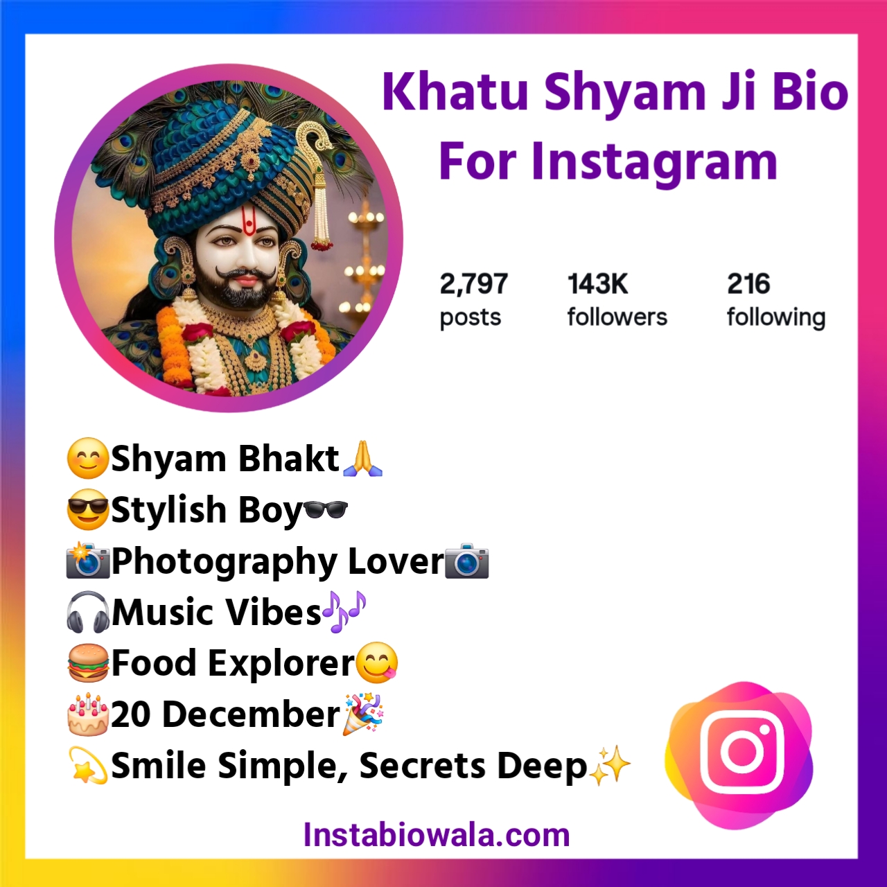 Khatu Shyam Ji Bio For Instagram